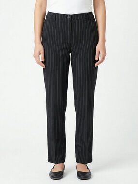 *Lindor Petite Black Pin Stripe Straight Leg Pant